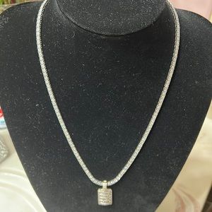 DIAMOND TENNIS NECKLACE WITH DIAMOND PENDANT. Straight Drip!  AUTHENTIC DIAMONDS